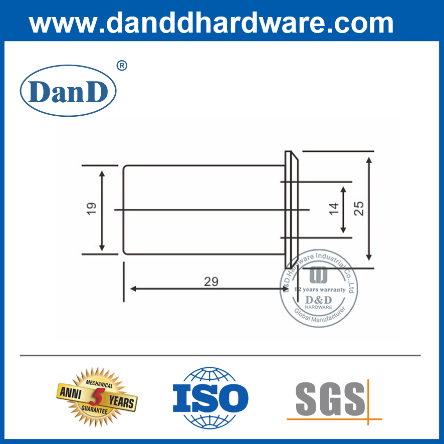 Chống bụi cửa nội thất bằng đồng thau cho Flush Bolt-DDDP003