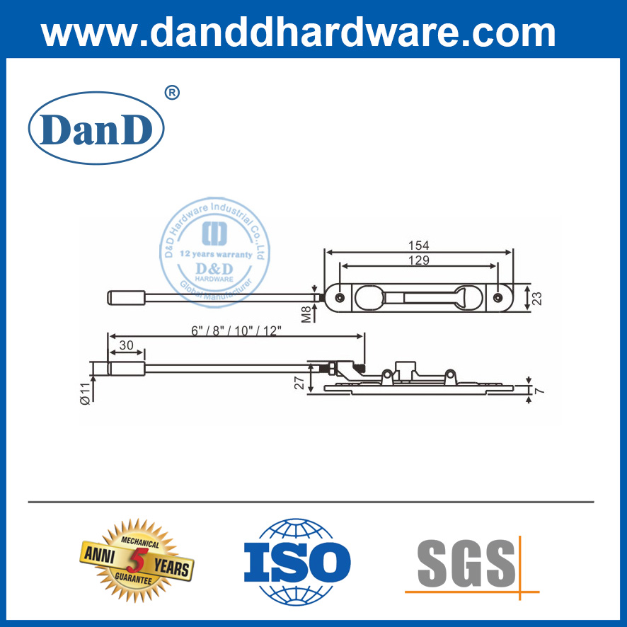 Chốt cửa xả an toàn bằng hợp kim kẽm cho cửa bên ngoài-DDDB018-B