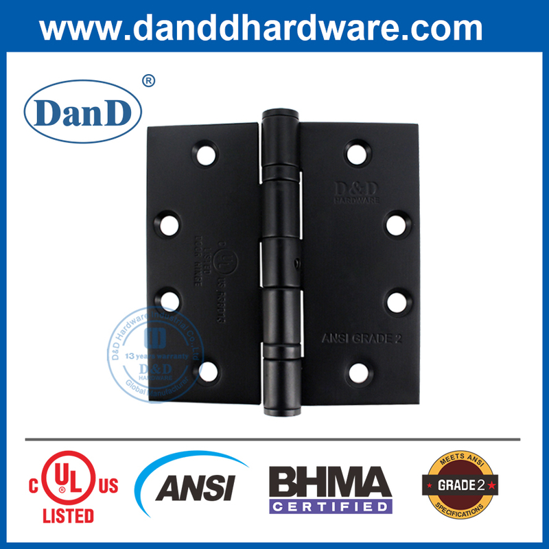 Màu đen ANSI Lớp 2 Vòng bi SS201 được xếp hạng chống cháy Bản lề cửa trước NRP-DDSS001-ANSI-2-4.5x4.5x3.4