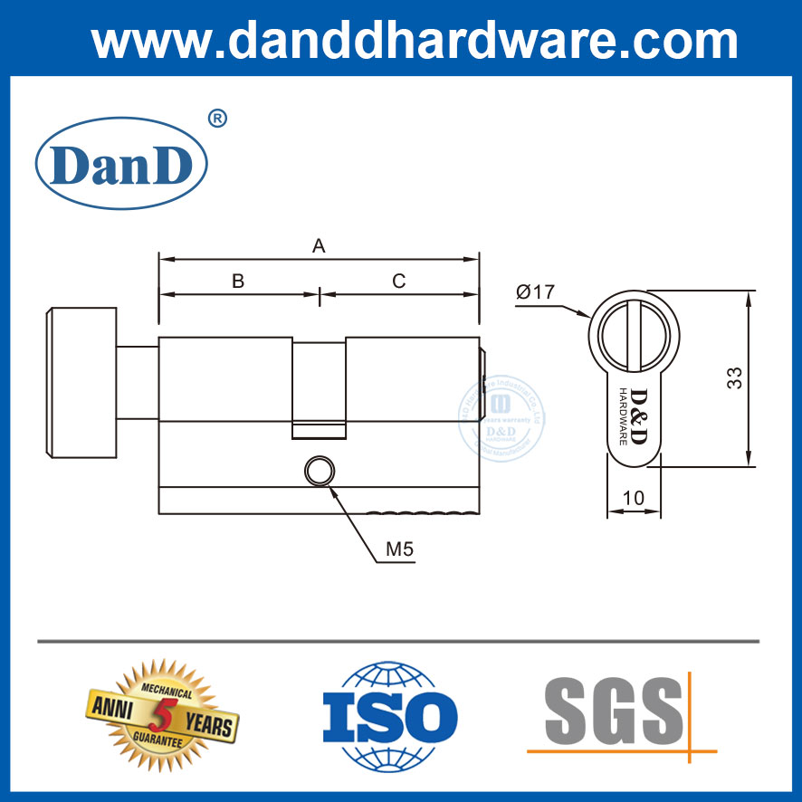 Các loại xi lanh khóa cửa phòng tắm tốt nhất màu đen mờ cho Euro-DDLC007-70mm-MB